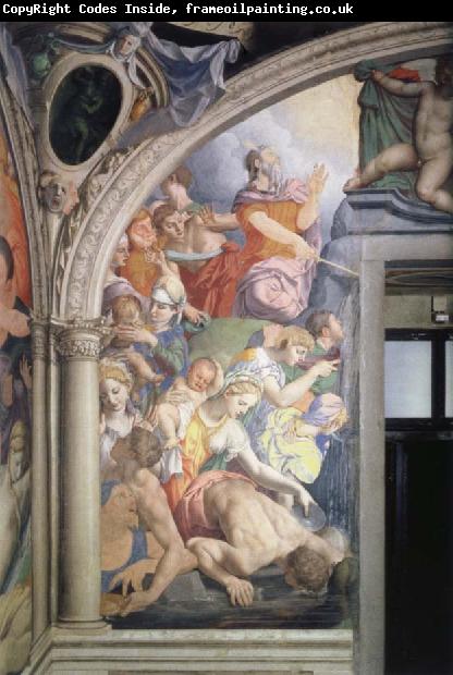 Agnolo Bronzino Mose strikes water out of the rock fresco in the chapel of the Eleonora of Toledo